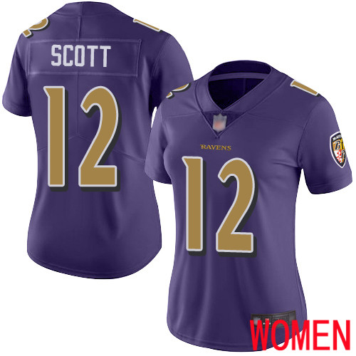 Baltimore Ravens Limited Purple Women Jaleel Scott Jersey NFL Football #12 Rush Vapor Untouchable->women nfl jersey->Women Jersey